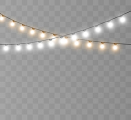 Realistic garland on a transparent background for vector illustrations.