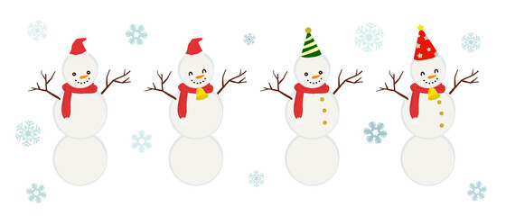 Illustration of a snowman dressed in Santa costume
