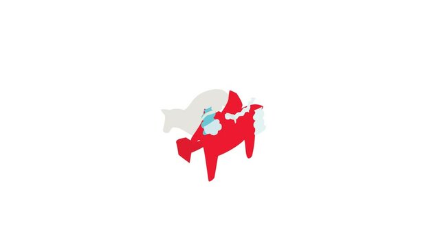 Red wooden horse, national symbol of Sweden icon animation isometric best object on white backgound