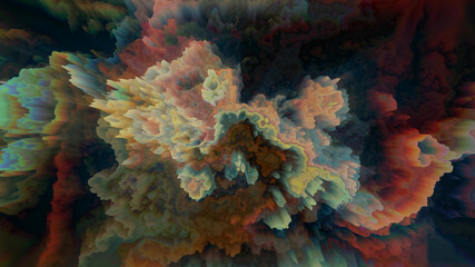 Fototapeta na wymiar Abstract 3D background of fractal turbulence, suggestive of coral. Also available as an animation - search for 230426772 in Videos. Pixel sorting. Glitch art.