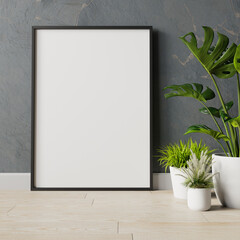 blank frame on the wall with plant