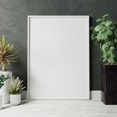 blank frame on the wall with plant