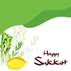 Vector illustration of a Background for Jewish holiday Happy Sukkot.