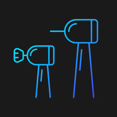 Cosmetic dentistry gradient vector icon for dark theme. Dental drill. Polishing brush. Cleaning decayed enamel. Thin line color symbol. Modern style pictogram. Vector isolated outline drawing