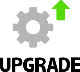 UPGRADEの文字と歯車のアイコン
