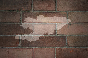 map of kyrgyzstan on a old brick wall