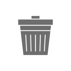 Vector trash can, waste, recycle grey icon.