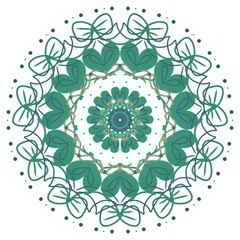 お花のタイル　グリーン