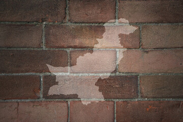 map of pakistan on a old brick wall