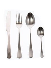 cutlery, spoon fork knife on white background