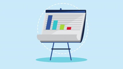 statistics infographic in paperboard animation