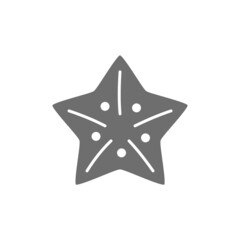 Starfish, sea creatures grey icon. Isolated on white background