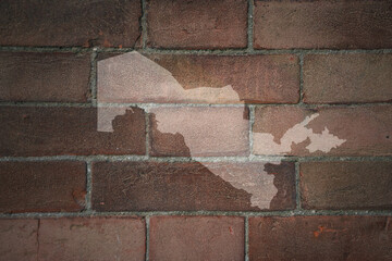 map of uzbekistan on a old brick wall