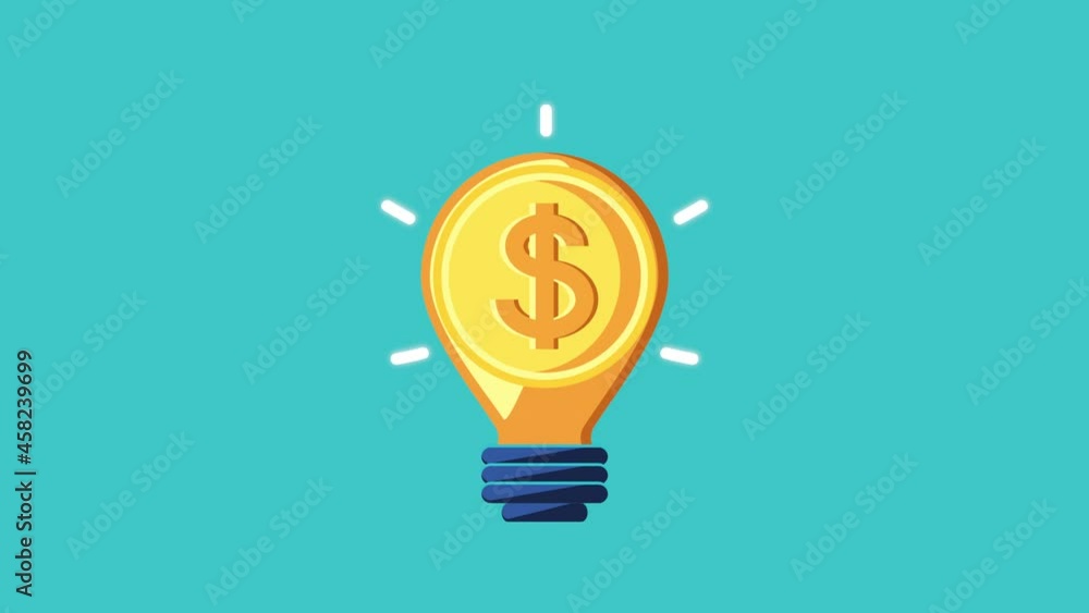 Poster personal finances animation with dollar symbol in bulb