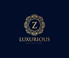 Vintage luxury ornamental logo with floral ornament. Suitable for whiskey, alcohol, beer, brewery, wine, barber shop, coffee shop, tattoo studio, salon, boutique, hotel, shop signage restaurant hotel 