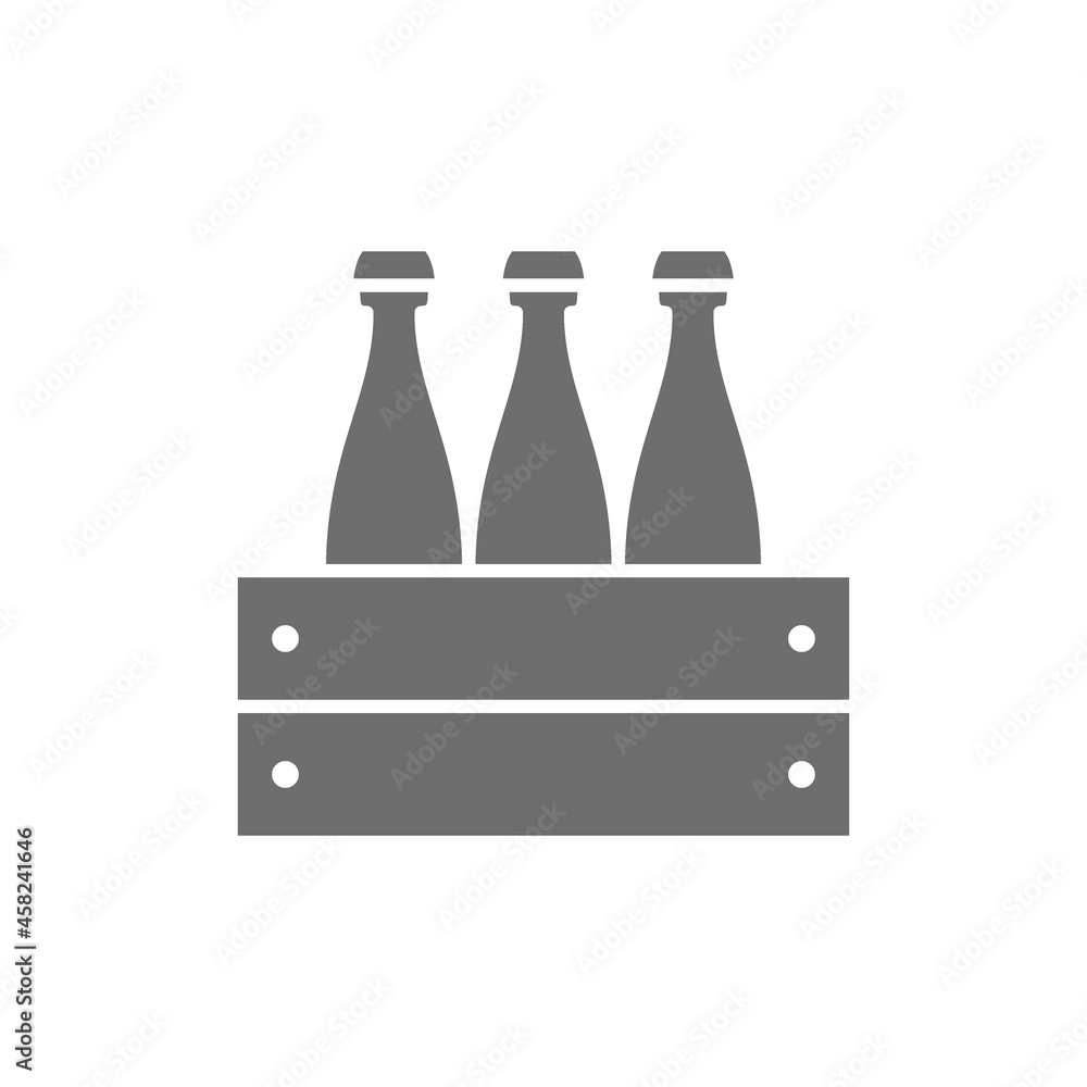 Wall mural Vector pack of beer bottles grey icon.