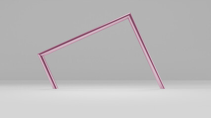 3d rendering of a square shaped pink pipe. white background. design elements.