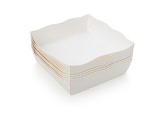 Empty paper bowl or plate on isolated white background