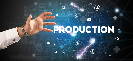 Hand pointing at inscription concept