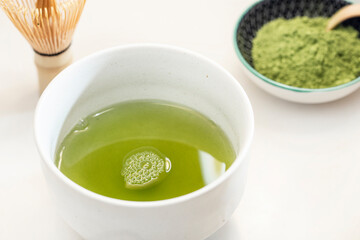  matcha tea prepared in a traditional way