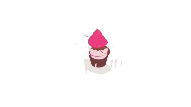 Cupcake icon animation isometric best object on white backgound