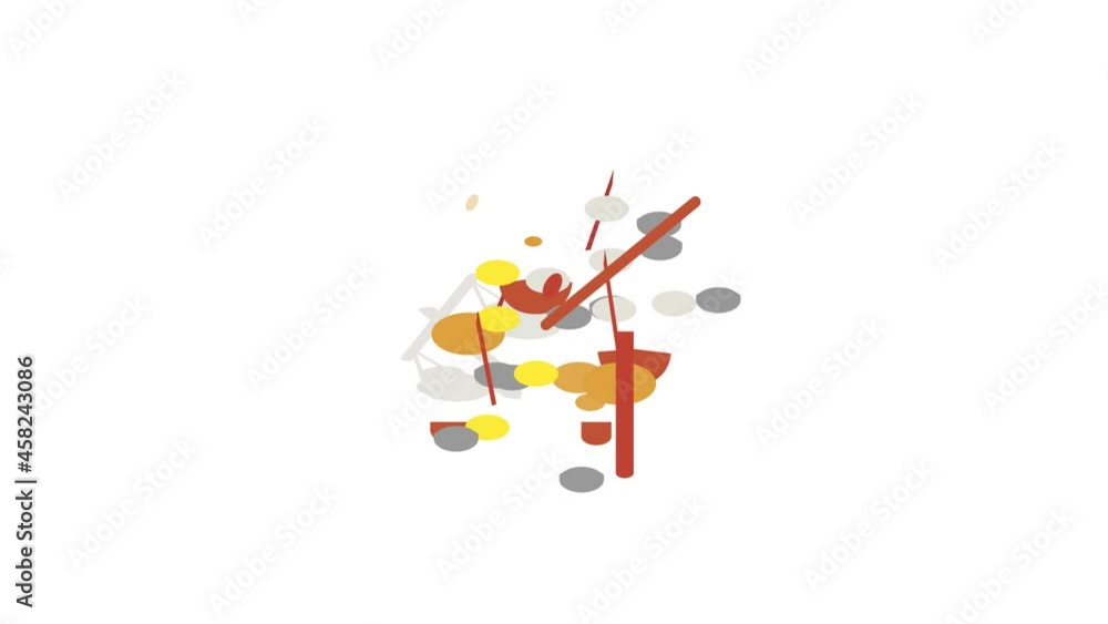 Poster scales with coins icon animation isometric best object on white backgound