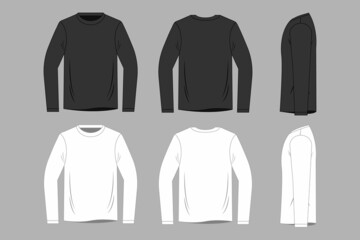 T-shirt template colorful collection isolated, front, side, back view.