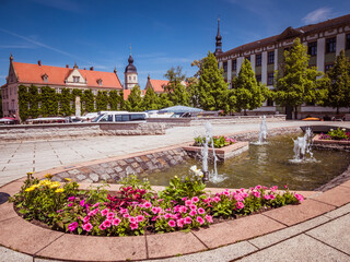 City center and market square of Riesa in Saxony - obrazy, fototapety, plakaty