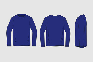 T-shirt template colorful collection isolated, front, side, back view.