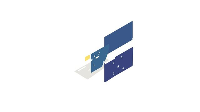 Bank card icon animation isometric best object on white backgound