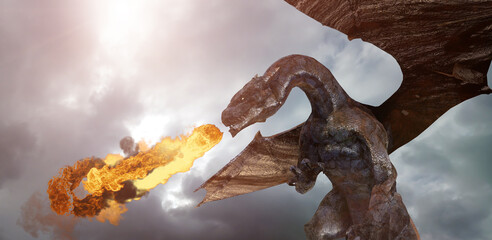 Fototapeta premium mythological dragon 3d render 