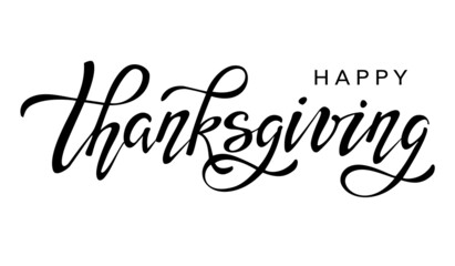 Naklejka na ściany i meble Hand drawn Thanksgiving lettering. Celebration text Happy Thanksgiving for postcard, icon, logo or badge.
