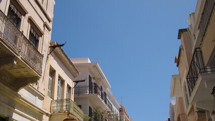 Beautiful elements of architecture and views of Ermoupoli, Greece, Syros island