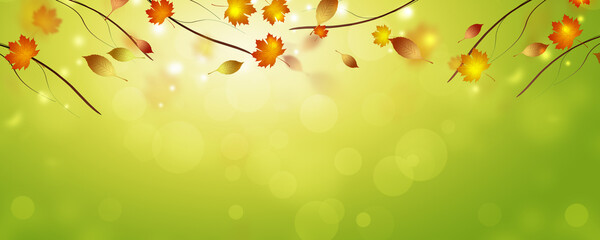 bright autumn falling leaves banner