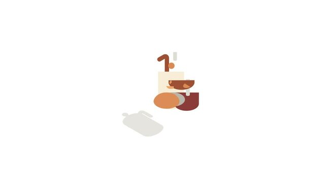 French press coffee maker icon animation isometric best object on white backgound