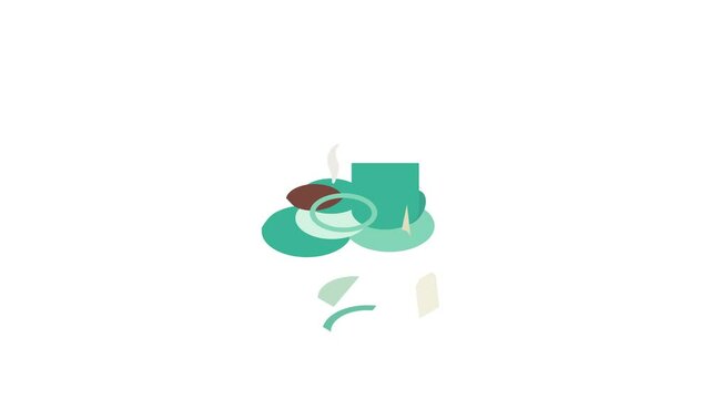 Turquoise cup of tea with teabag icon animation isometric best object on white backgound