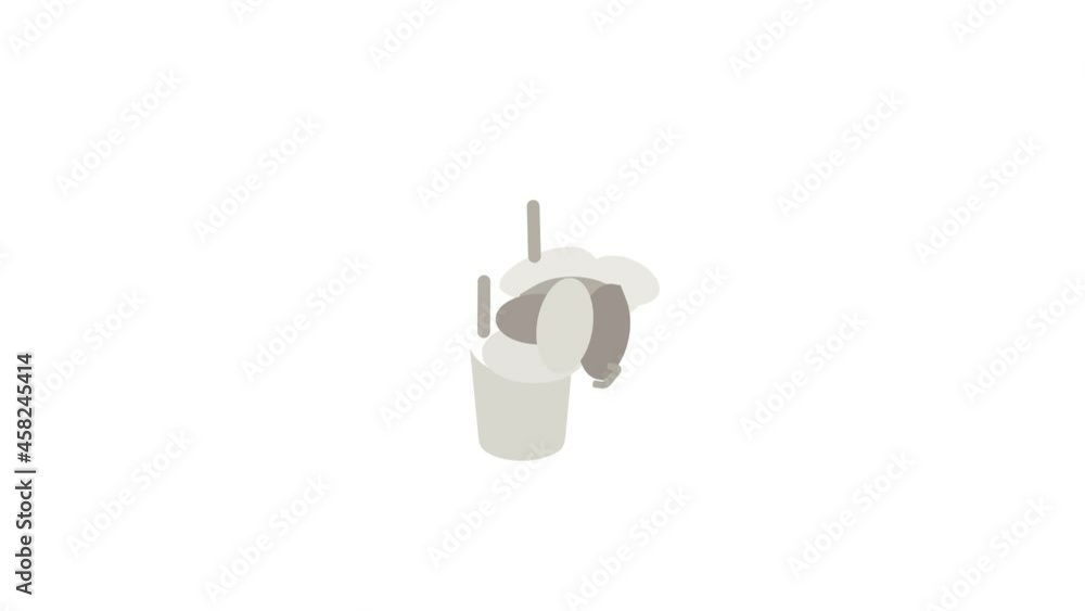 Poster gray trash can with open lid icon animation isometric best object on white backgound