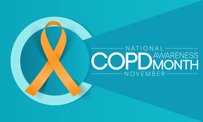 COPD (Chronic Obstructive Pulmonary Disease) Awareness month is observed every year in November, is the name for a group of lung conditions that cause breathing difficulties. Vector illustration