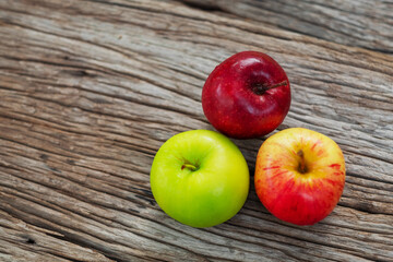 An apple on wood background
