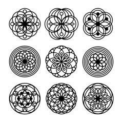 Simple Mandala Set for Coloring Book. For Beginner, seniors and children. Hand Draw. Vector Mandala. Floral. Flower. Oriental. Book Page. Decoration in ethnic oriental. Outline.