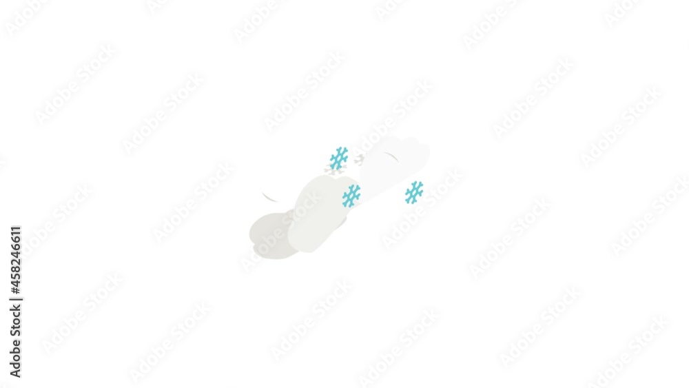 Wall mural Cloud and snowflakes icon animation isometric best object on white backgound - Wall murals