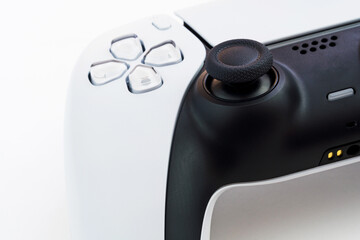 Next generation white game controller isolated on white background.
