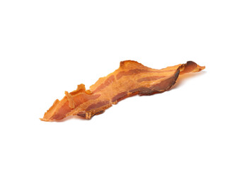 Fototapeta premium long fried strip of bacon isolated on white background