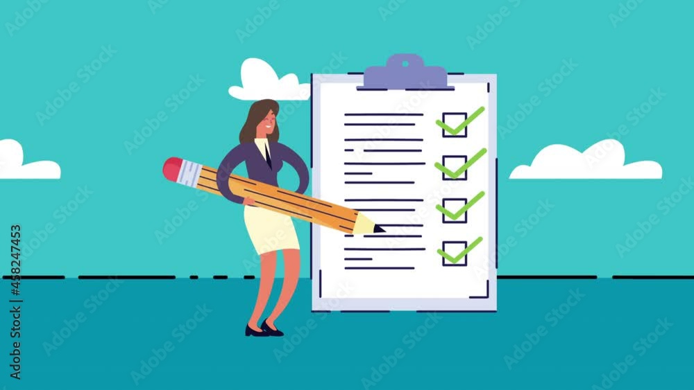 Poster clipboard checklist document format animation