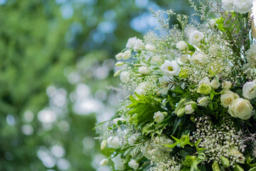 wedding flower decoration selective focus, soft focus of white flower
