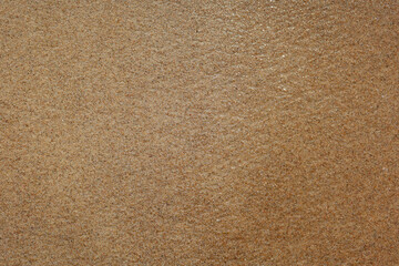 Wet sand on the beach as background. Wet smooth sand structure, smooth background