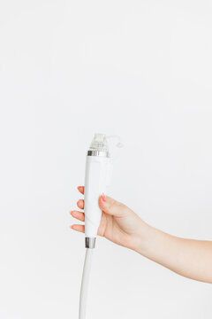 A Maniple, A Nozzle For A Cosmological Procedure. Needle Rf-lifting. Room, White Background. Cosmetology And Medical Services Office. Microneedle Radio Frequency Lifting Device. Hardware Cosmetology. 