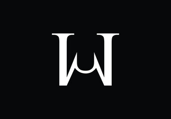 Alphabet letter icon logo HU,WU.