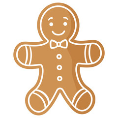 Christmas festive gingerbread Man cookie covered by white icing.