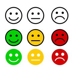 set of smiles icon isolated on white background. Happy, sad